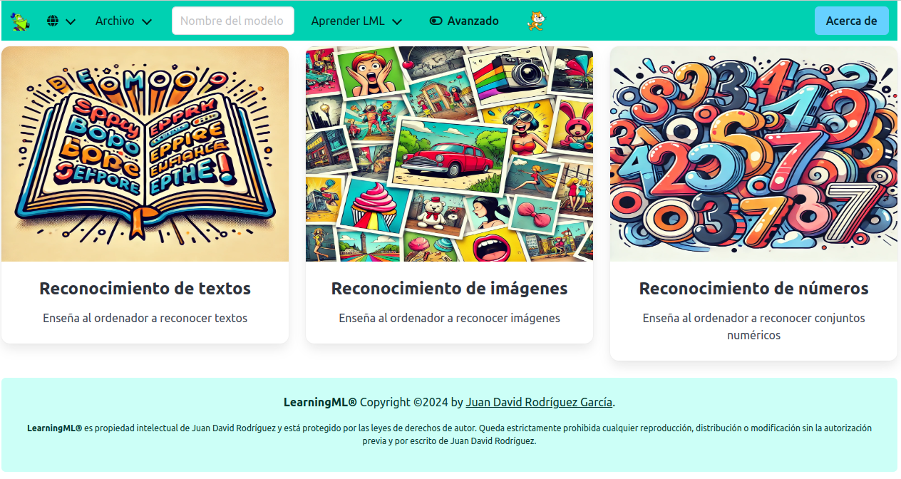 Pantalla inicial: selección de tarea