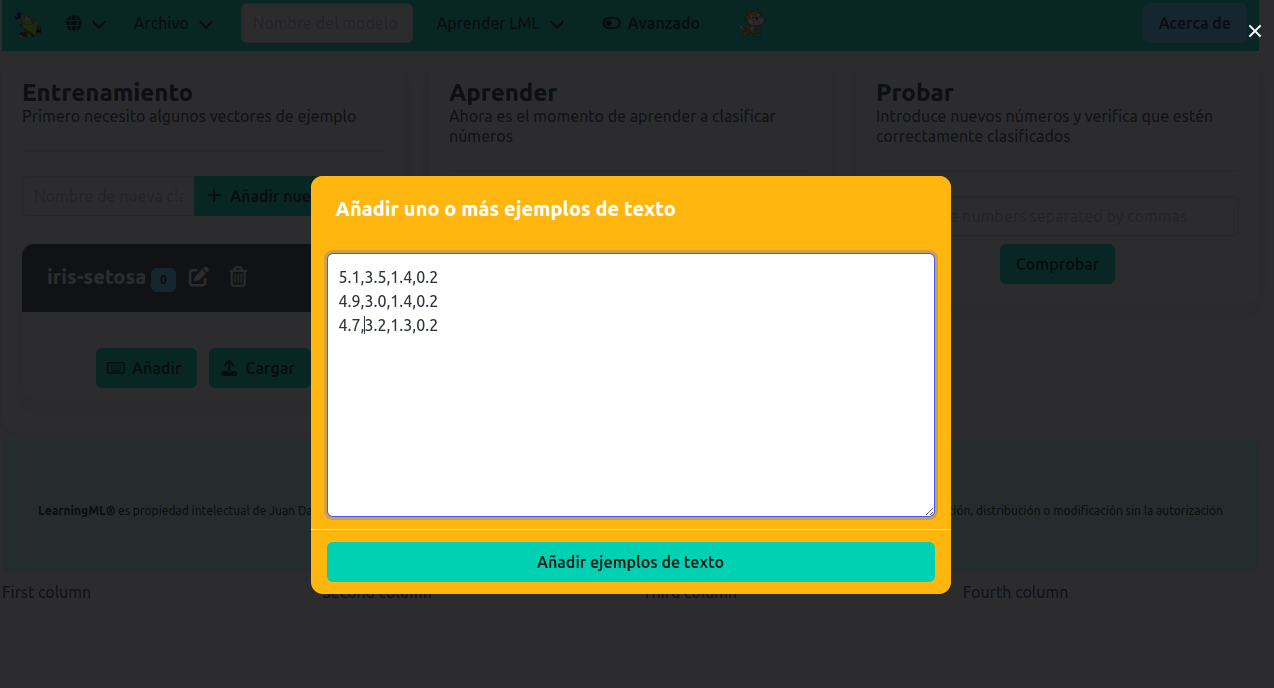 Introducción de vectores a través del editor de textos