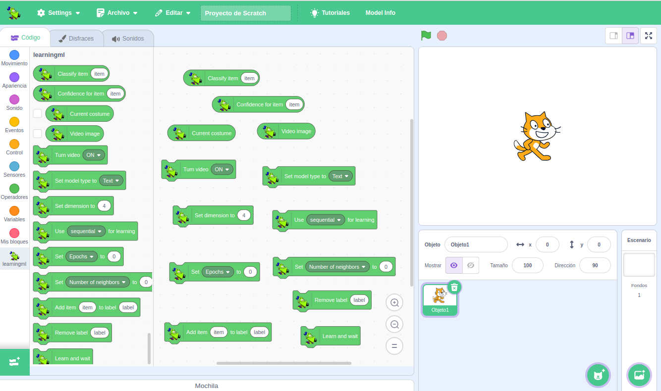 Bloques de LearningML Scratch