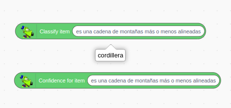 Bloques de clasificación con textos
