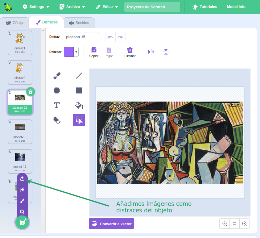 Añadir imágenes como disfraces