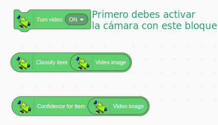 Bloques de clasificación con imágenes de la cámara